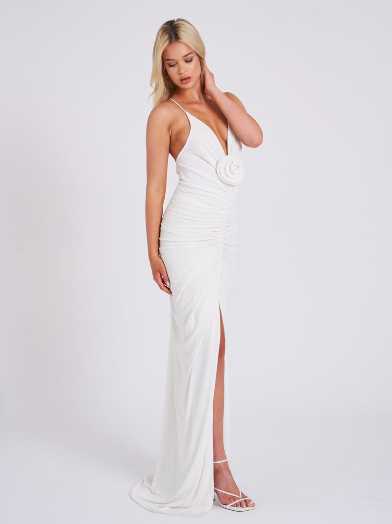 AQ/AQ Clutch Maxi Dress in Cream from REVOLVEclothing.com | White backless  dress, Backless prom dresses, Backless dress formal